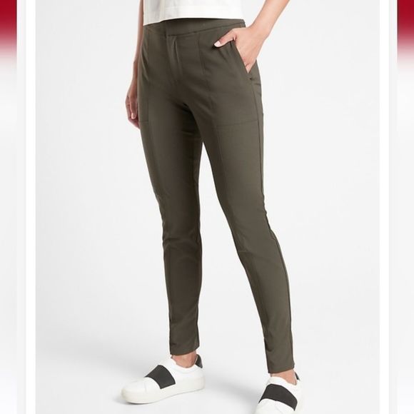 Athleta Wander‎ Stash Skinny Pants Greenish Grey Size 8 - Picture 1 of 9